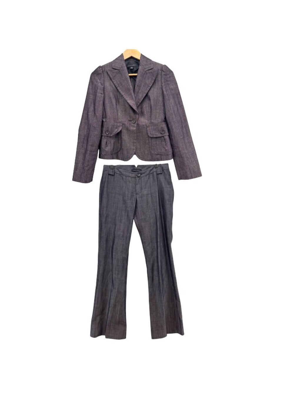 Banana Republic 2 Pc Suit Womens Grey Cotton Blend 1 Button Single Breasted Sz 0